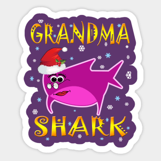 Christmas Grandma Shark Funny Design Gift Idea Sticker